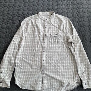 Casual Light Gray Checkered Button Down Shirt